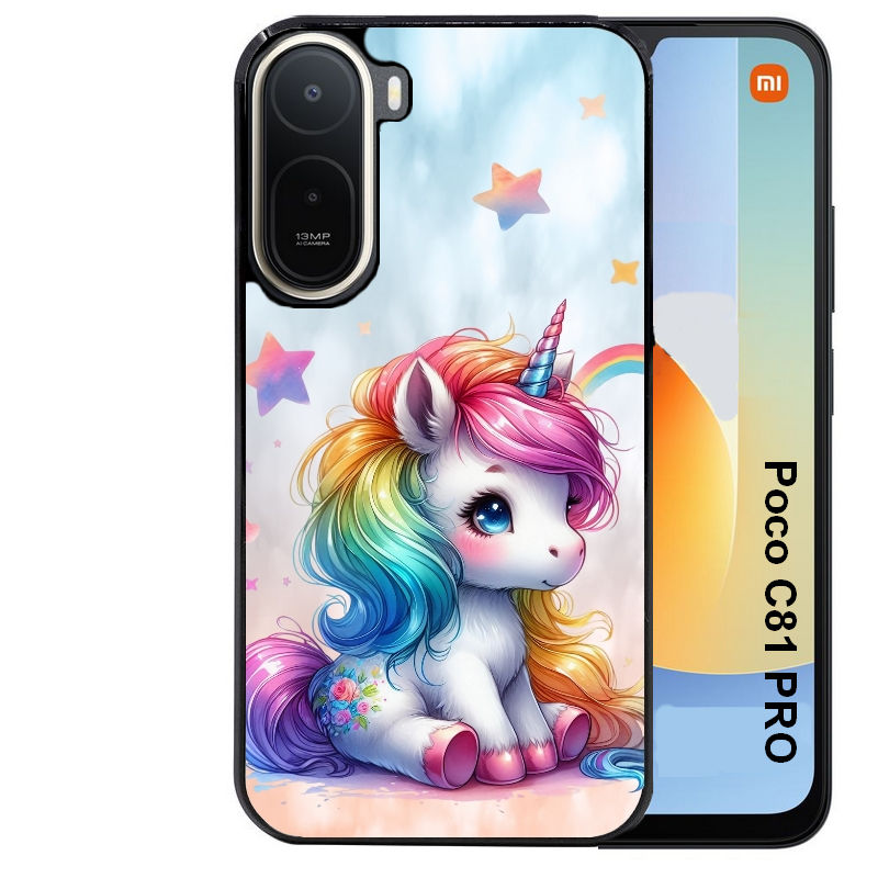 Coque pour POCO C81 PRO licorne et etoiles