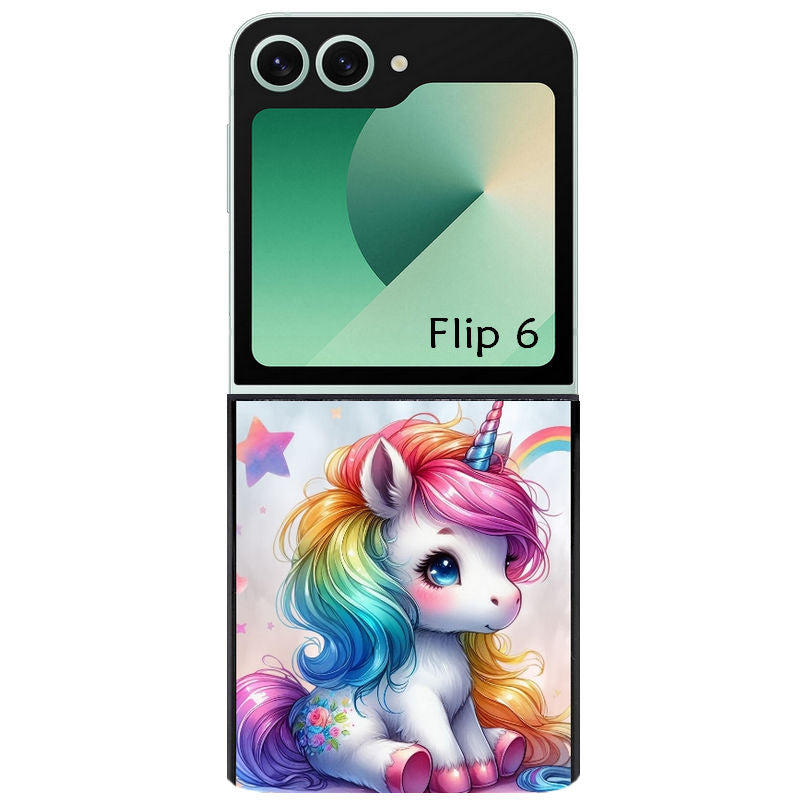 Coque pour Z FLIP 6 7 8 licorne et etoiles