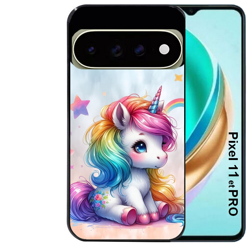 Coque pour Pixel 10 / 11 / PRO / XL licorne et etoiles