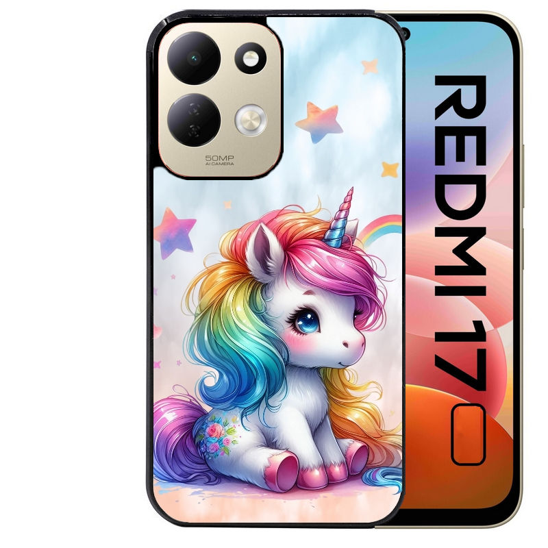 Coque pour Redmi 17 et 17C 4G 5G licorne et etoiles