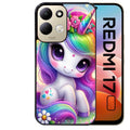 Coque pour Redmi 17 et 17C 4G 5G licorne et fleurs
