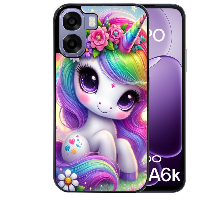 Coque pour Oppo A6 A6 A6K licorne et fleurs