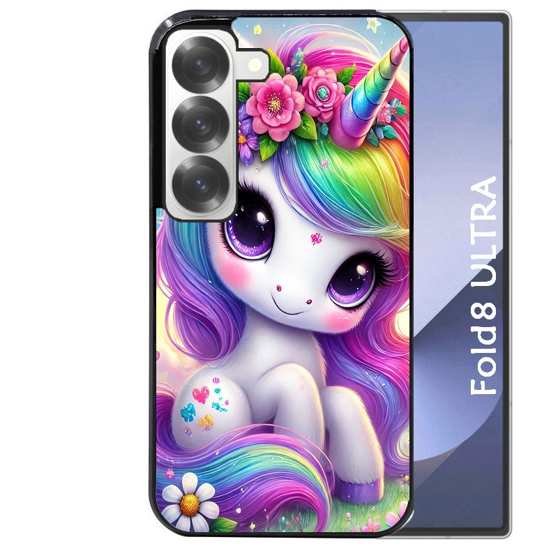 Coque pour Z FOLD 8 ULTRA licorne et fleurs
