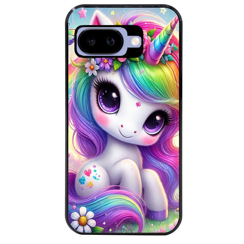 Coque pour Pixel 8A 9A 10A licorne et fleurs