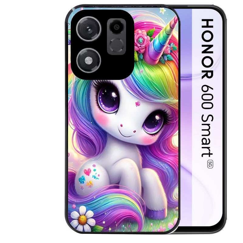 Coque pour Honor 600 SMART licorne et fleurs