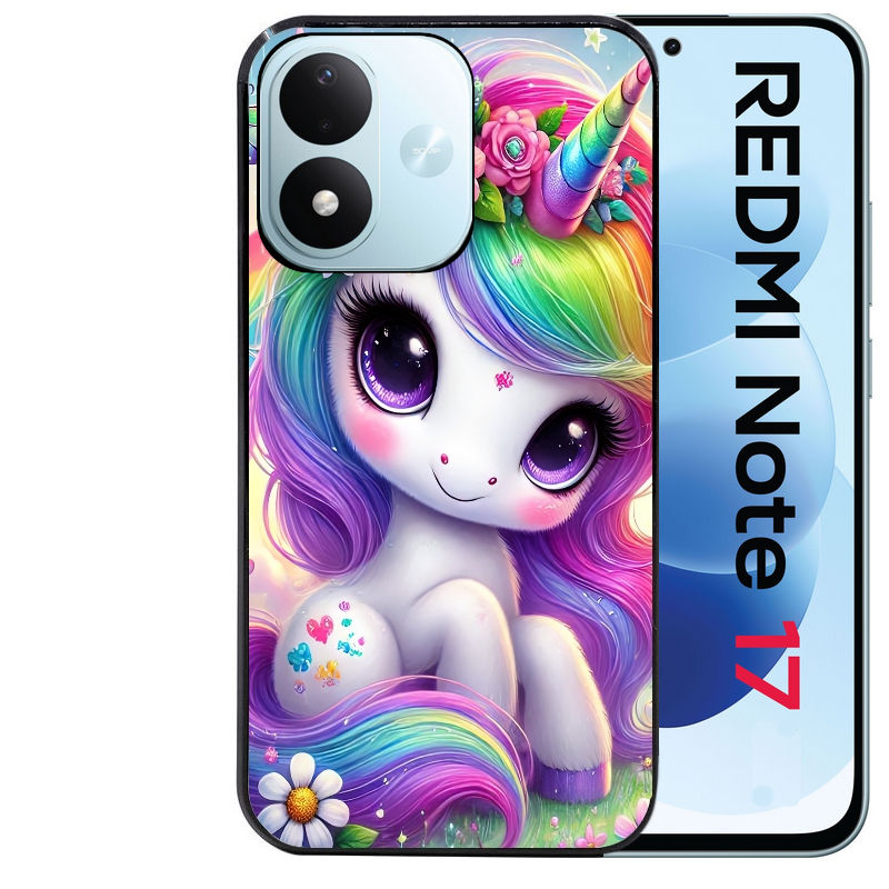 Coque pour Redmi Note 17 et PRO 4G 5G Max licorne et fleurs