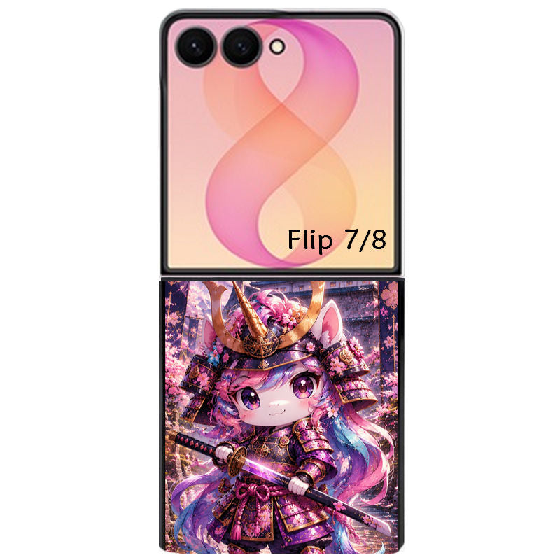 Coque pour Z FLIP 6 7 8 licorne manga samourai