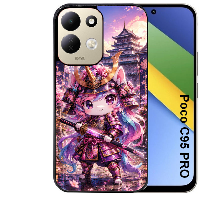 Coque pour POCO C95 PRO licorne manga samourai