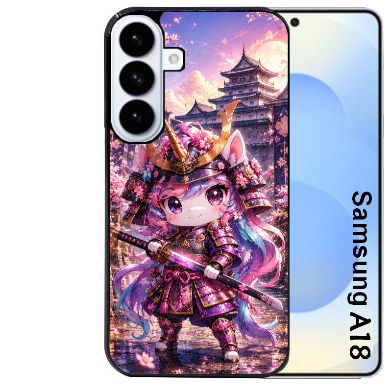 Coque pour Galaxy A08 A18 A28 A38 A58 licorne manga samourai