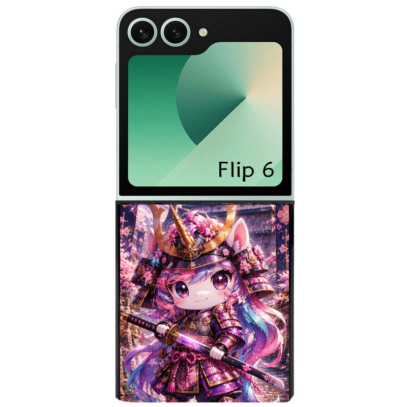 Coque pour Z FLIP 6 7 8 licorne manga samourai
