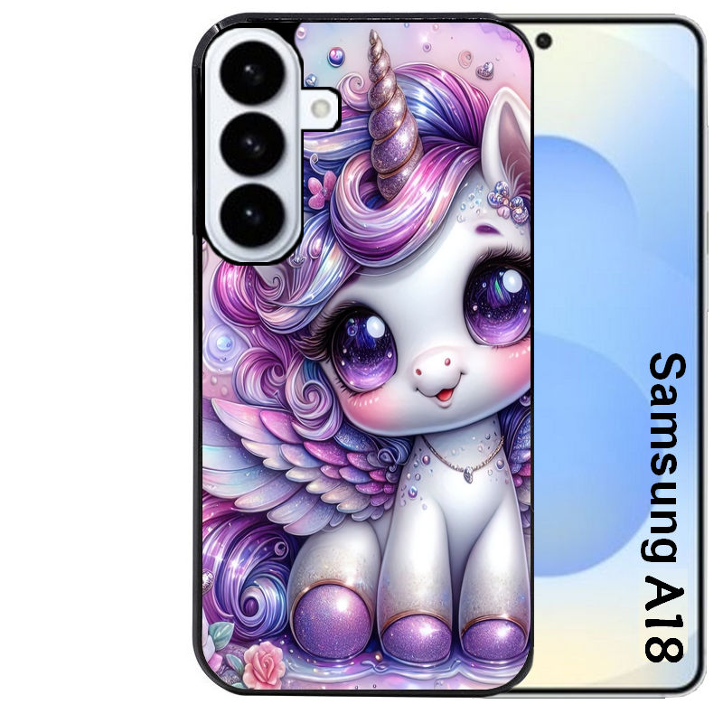 Coque pour Galaxy A08 A18 A28 A38 A58 licorne violette