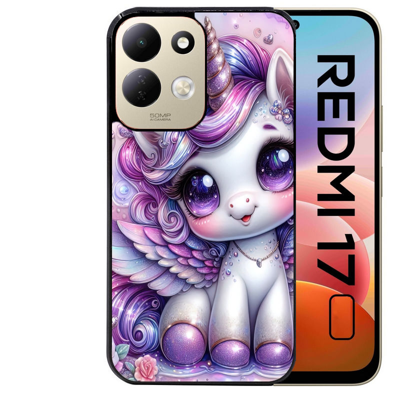 Coque pour Redmi 17 et 17C 4G 5G licorne violette