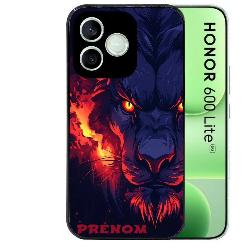 Coque noire pour Honor 600 LITE avec motif lion anime protection antichoc personnalisée