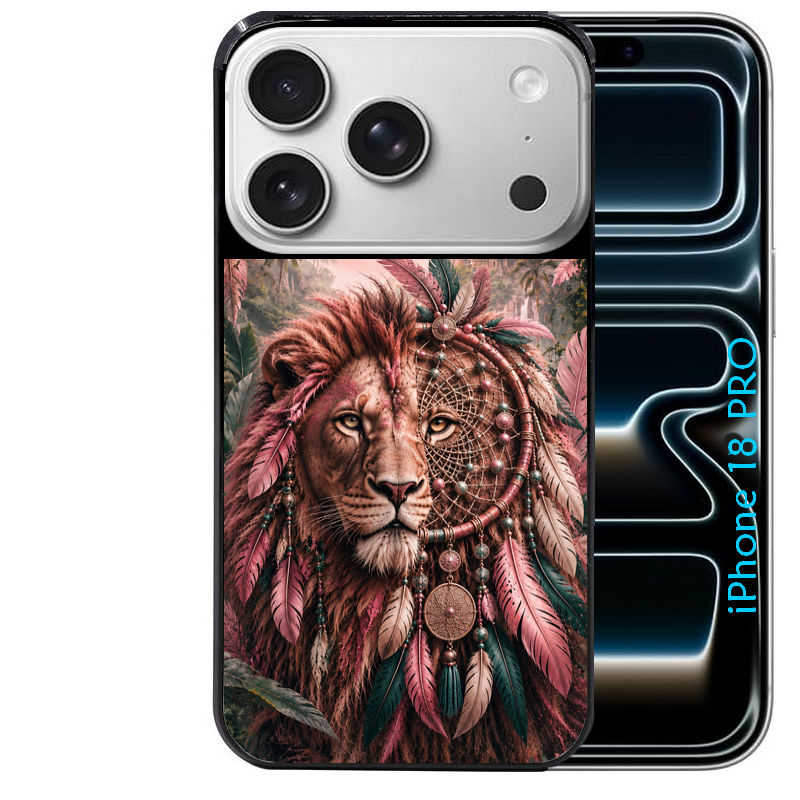 Coque pour Iphone 18 / PRO / PRO MAX / 18E personnalisée lion dreamcatcher
