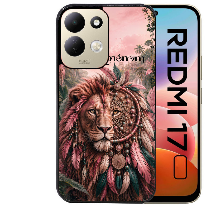 Coque pour Redmi 17 et 17C 4G 5G personnalisée lion dreamcatcher