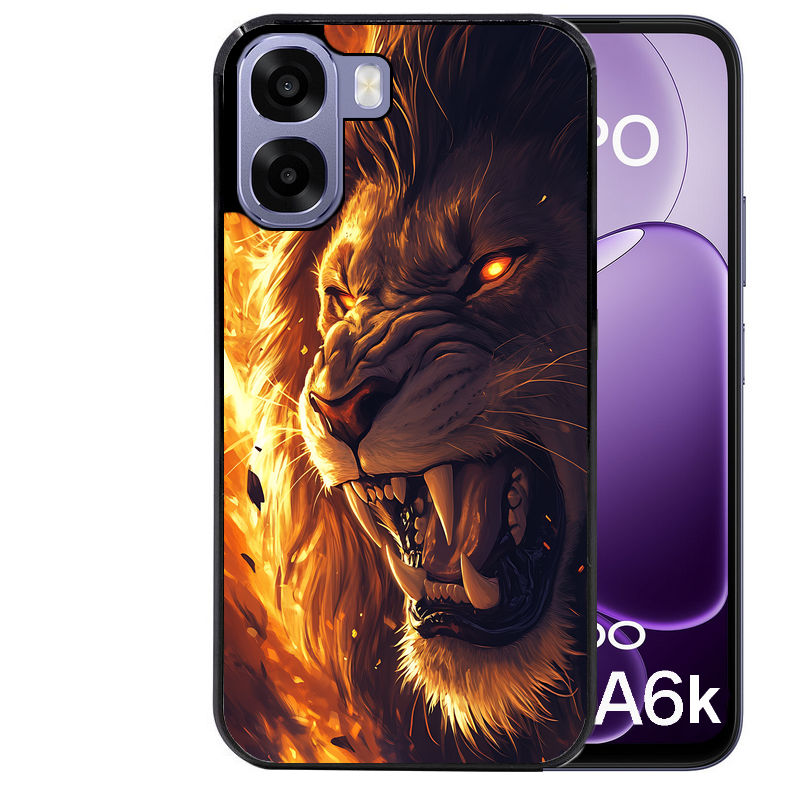Coque pour Oppo A6 A6 A6K lion flamme
