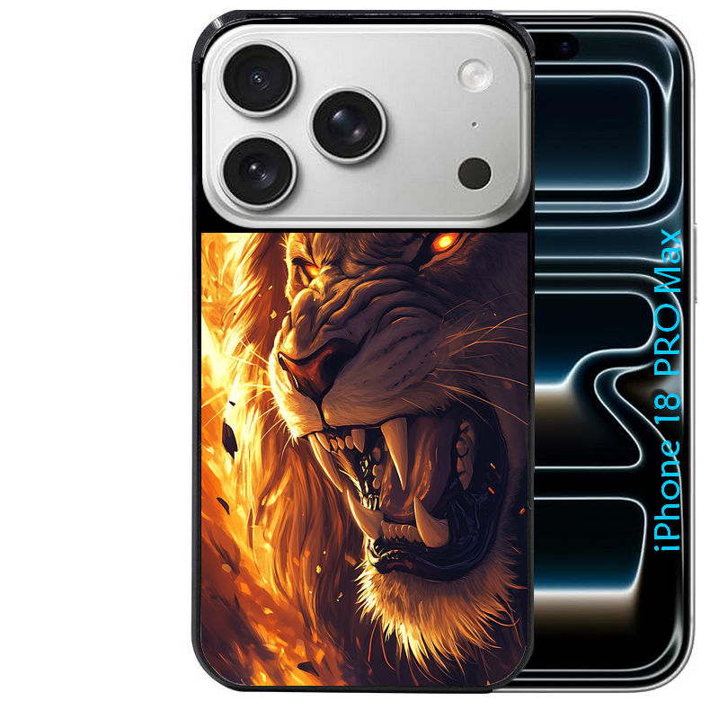 Coque pour Iphone 18 / PRO / PRO MAX / 18E lion flamme