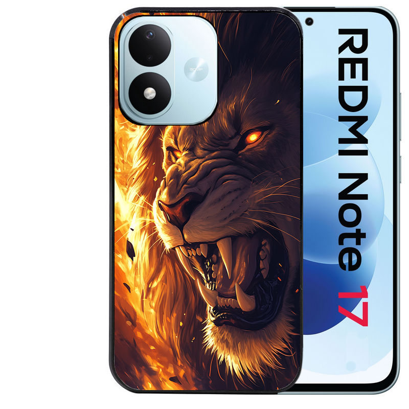 Coque pour Redmi Note 17 et PRO 4G 5G Max lion flamme
