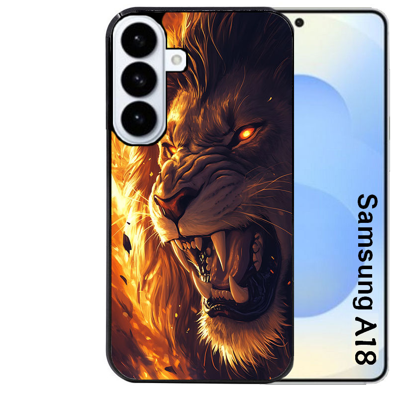 Coque pour Galaxy A08 A18 A28 A38 A58 lion flamme