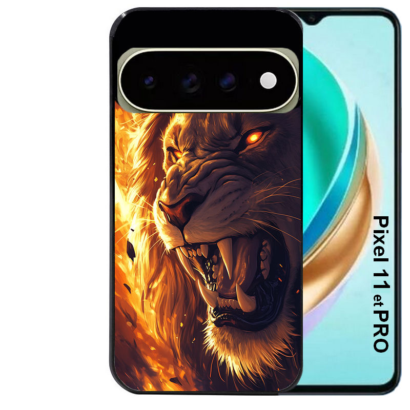 Coque pour Pixel 10 / 11 / PRO / XL lion flamme