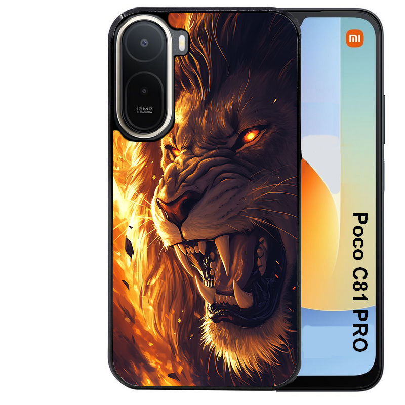 Coque pour POCO C81 PRO lion flamme
