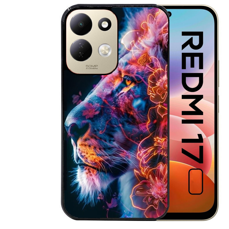 Coque pour Redmi 17 et 17C 4G 5G lion fluo