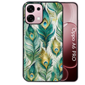 Coque noire taperso pour OPPO A6 PRO 4G et 5G avec motif paon plumes protection antichoc personnalisée