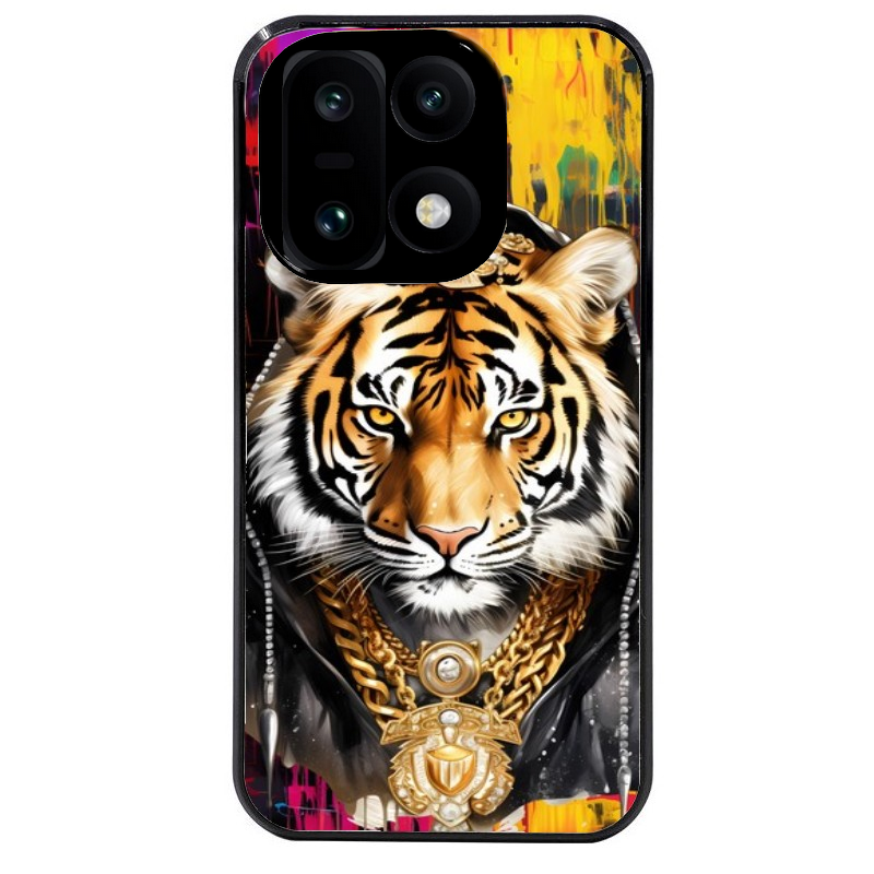 Coque noire taperso pour OnePlus 15 avec motif tigre style hip hop protection antichoc personnalisée