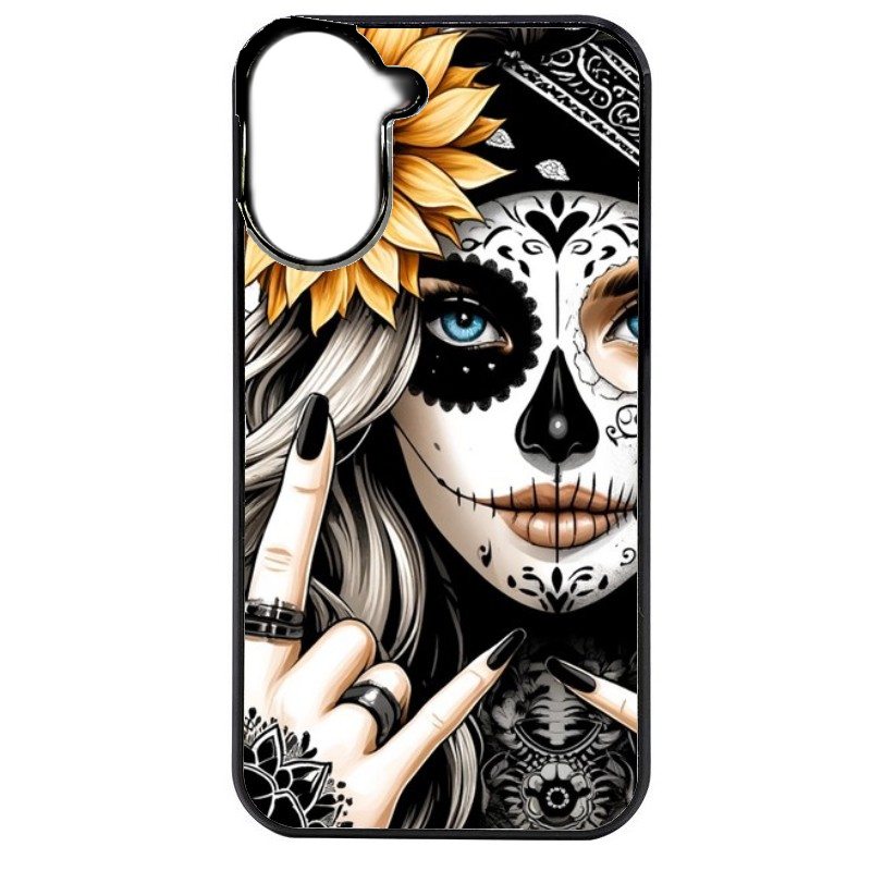 Coque noire taperso pour POCO C71 4G avec motif tete de mort tatoo protection antichoc personnalisée