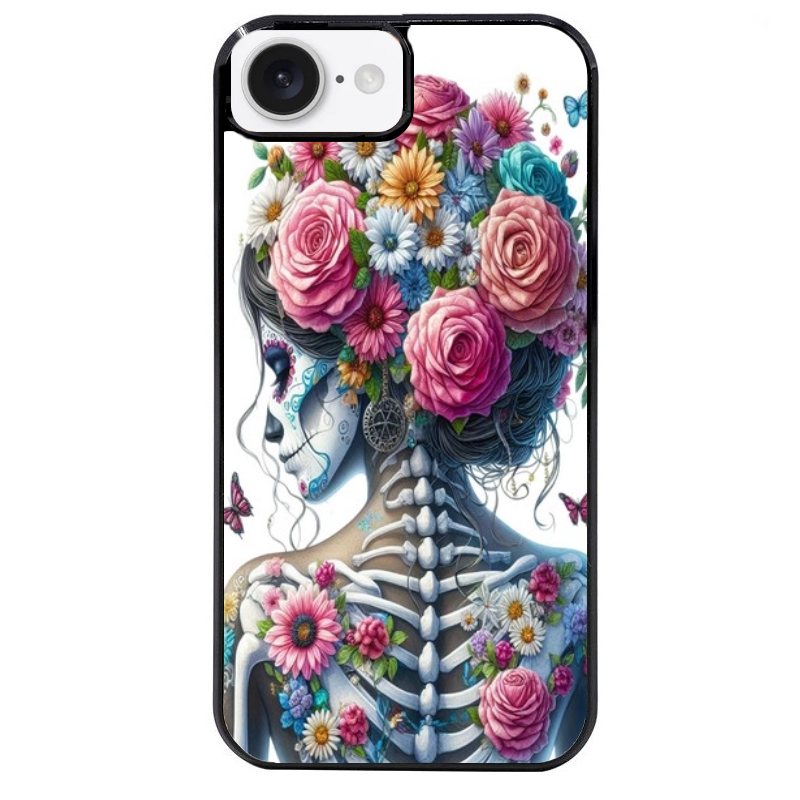 Coque noire taperso pour Iphone 17 17E AIR MAX PRO avec motif tete de mort calavera papillon protection antichoc personnalisée
