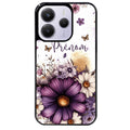 Coque noire taperso pour Redmi Note 14 et PRO PLUS 4G 5G avec motif fleur violette personnalisee protection antichoc personnalisée