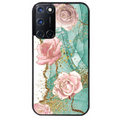 Coque noire taperso pour OPPO A72 4G avec motif marbre fleur turquoise protection antichoc personnalisée