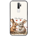 Coque noire taperso pour OPPO A5 A9 2020 avec motif lapin coeur avec prenom protection antichoc personnalisée