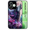 Coque noire pour Honor 600 LITE avec motif loup et plume protection antichoc personnalisée