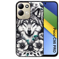 Coque pour POCO C95 PRO loup et fleur