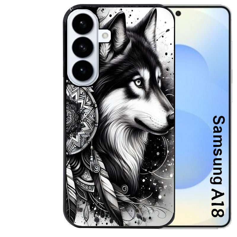 Coque pour Galaxy A08 A18 A28 A38 A58 loup dreamcatcher