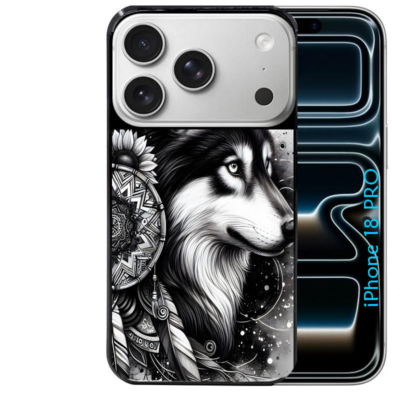 Coque pour Iphone 18 / PRO / PRO MAX / 18E loup dreamcatcher