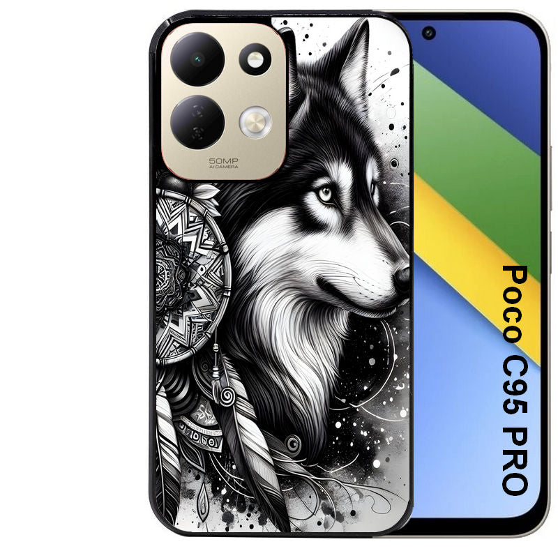 Coque pour POCO C95 PRO loup dreamcatcher