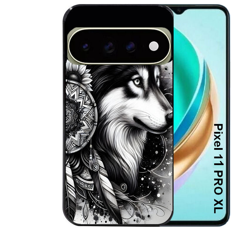Coque pour Pixel 10 / 11 / PRO / XL loup dreamcatcher