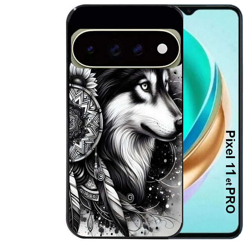 Coque pour Pixel 10 / 11 / PRO / XL loup dreamcatcher