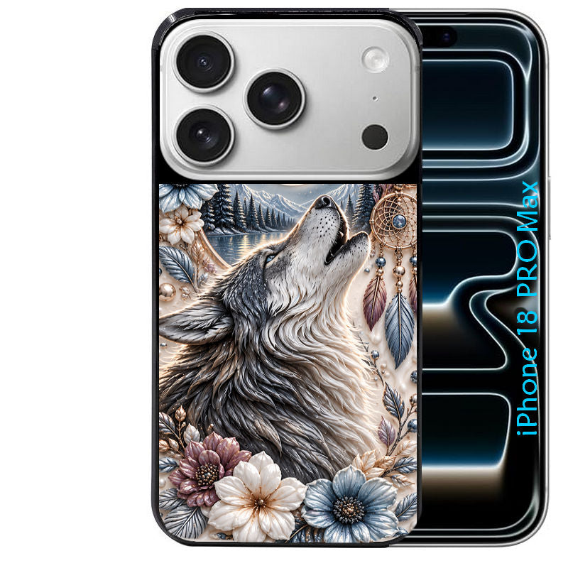 Coque pour Iphone 18 / PRO / PRO MAX / 18E loup et lune