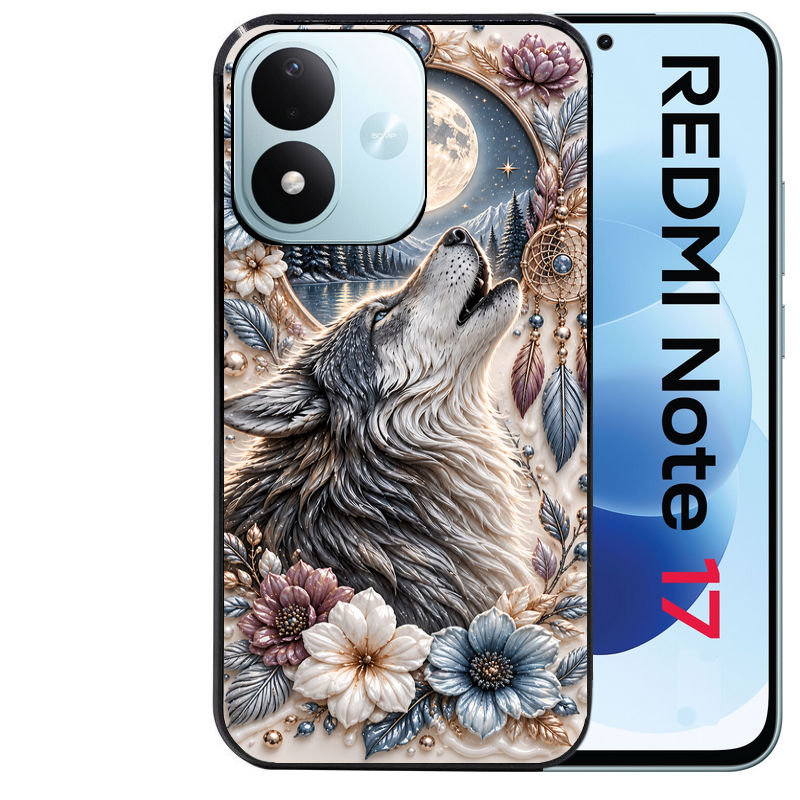 Coque pour Redmi Note 17 et PRO 4G 5G Max loup et lune