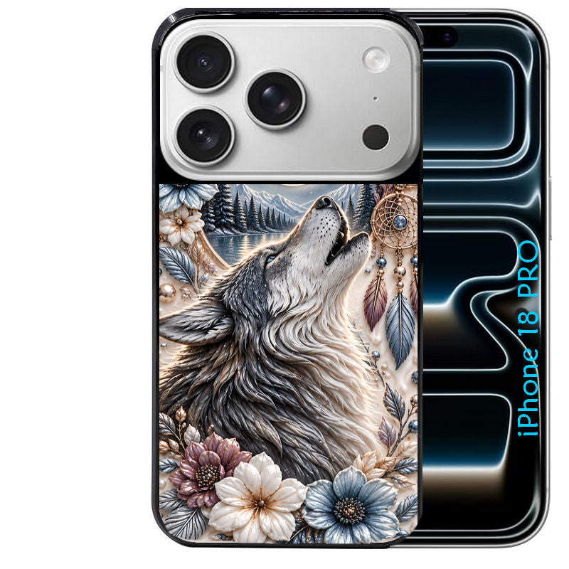 Coque pour Iphone 18 / PRO / PRO MAX / 18E loup et lune