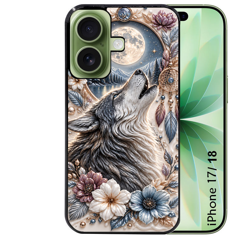 Coque pour Iphone 18 / PRO / PRO MAX / 18E loup et lune
