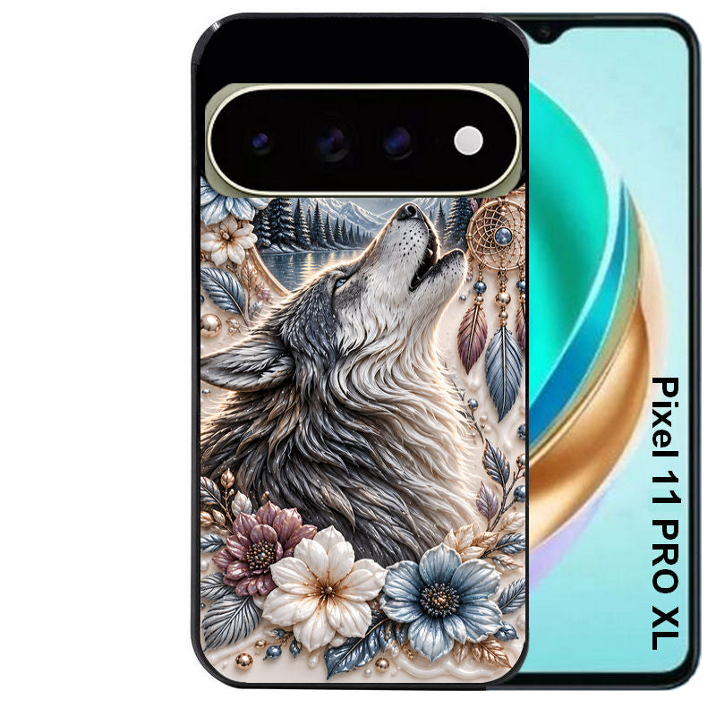 Coque pour Pixel 10 / 11 / PRO / XL loup et lune