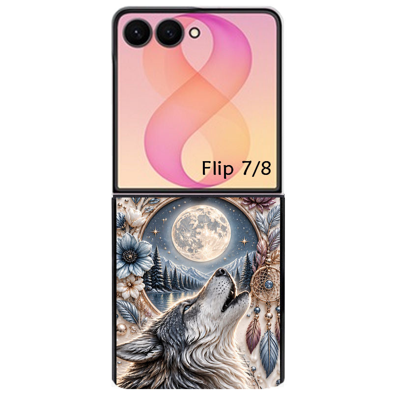 Coque pour Z FLIP 6 7 8 loup et lune