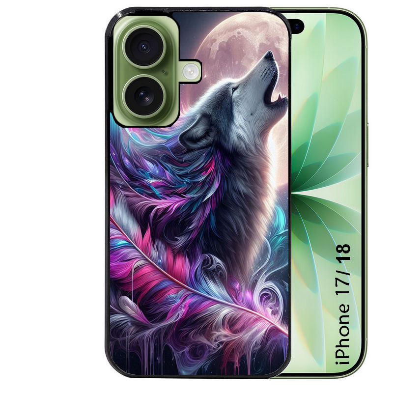 Coque pour Iphone 18 / PRO / PRO MAX / 18E loup et plume