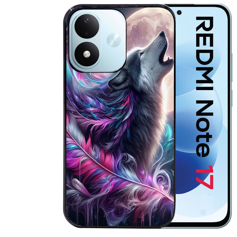 Coque pour Redmi Note 17 et PRO 4G 5G Max loup et plume