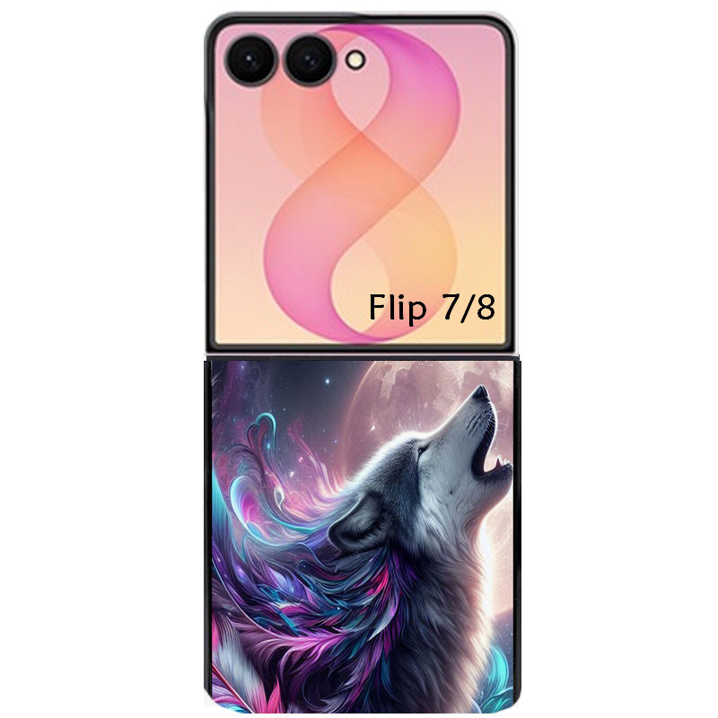 Coque pour Z FLIP 6 7 8 loup et plume