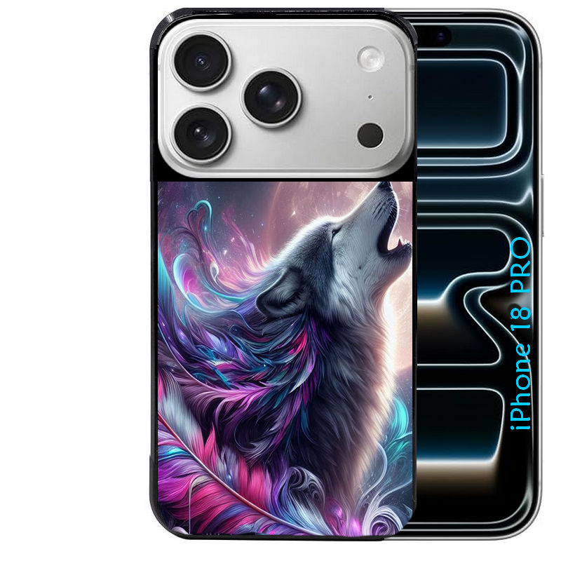 Coque pour Iphone 18 / PRO / PRO MAX / 18E loup et plume